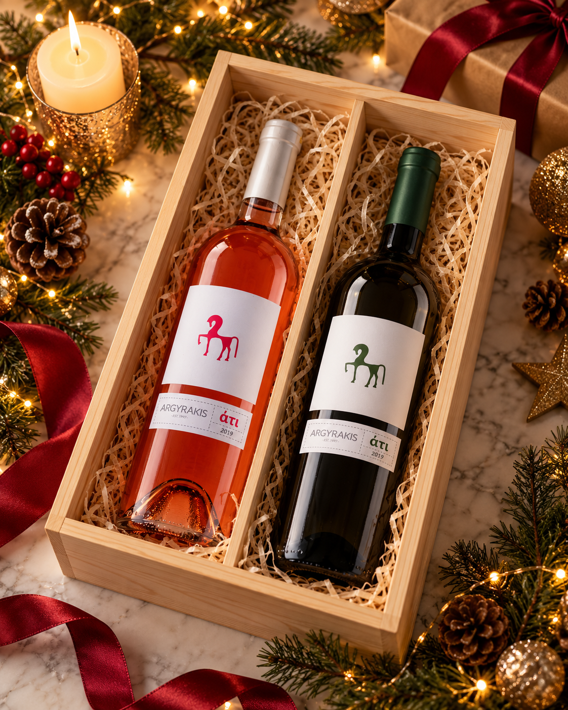 Ati White & Rosé Christmas Wine Gift Box